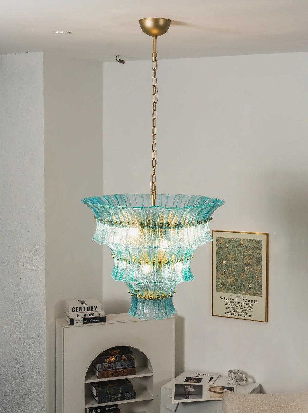 Aquamarine Calyra Tiered Glass Chandelier