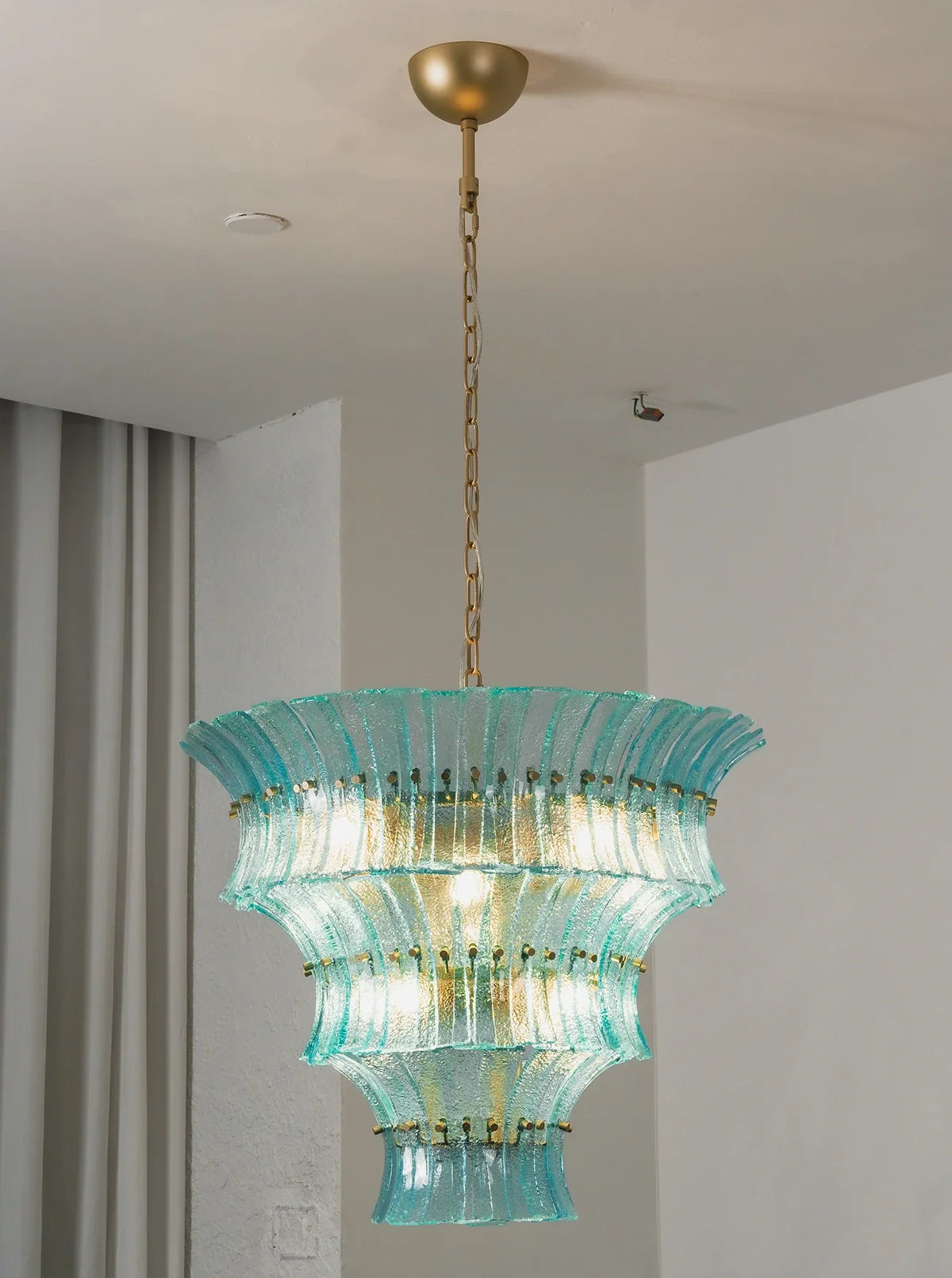 Aquamarine Calyra Tiered Glass Chandelier