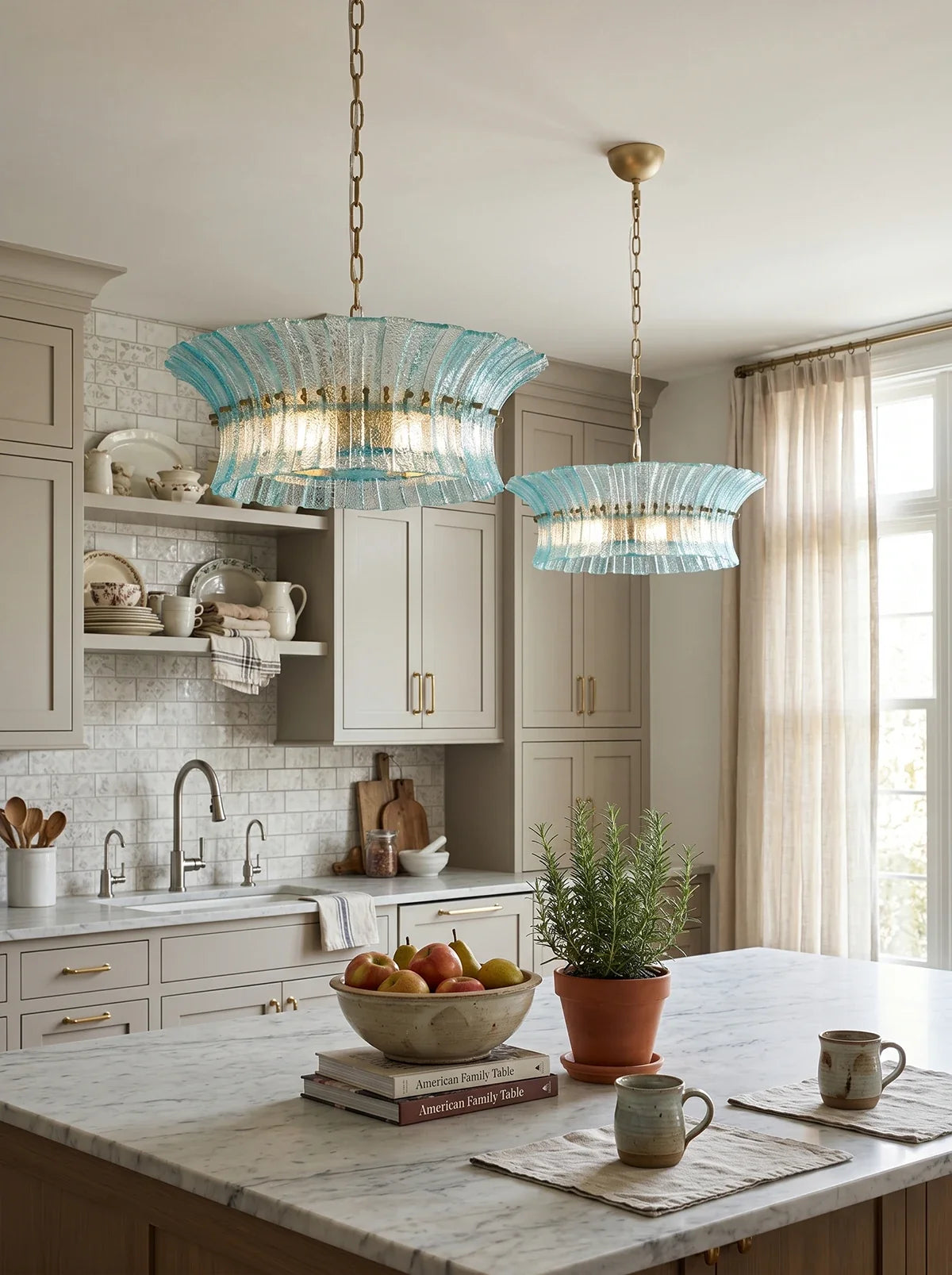 Aquamarine Calyra Tiered Glass Chandelier