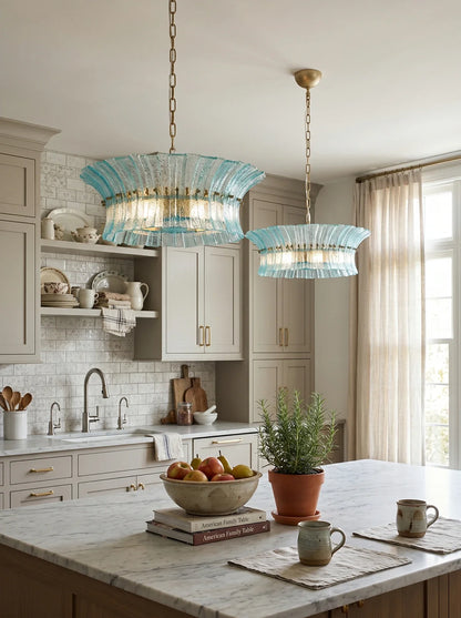Aquamarine Calyra Tiered Glass Chandelier