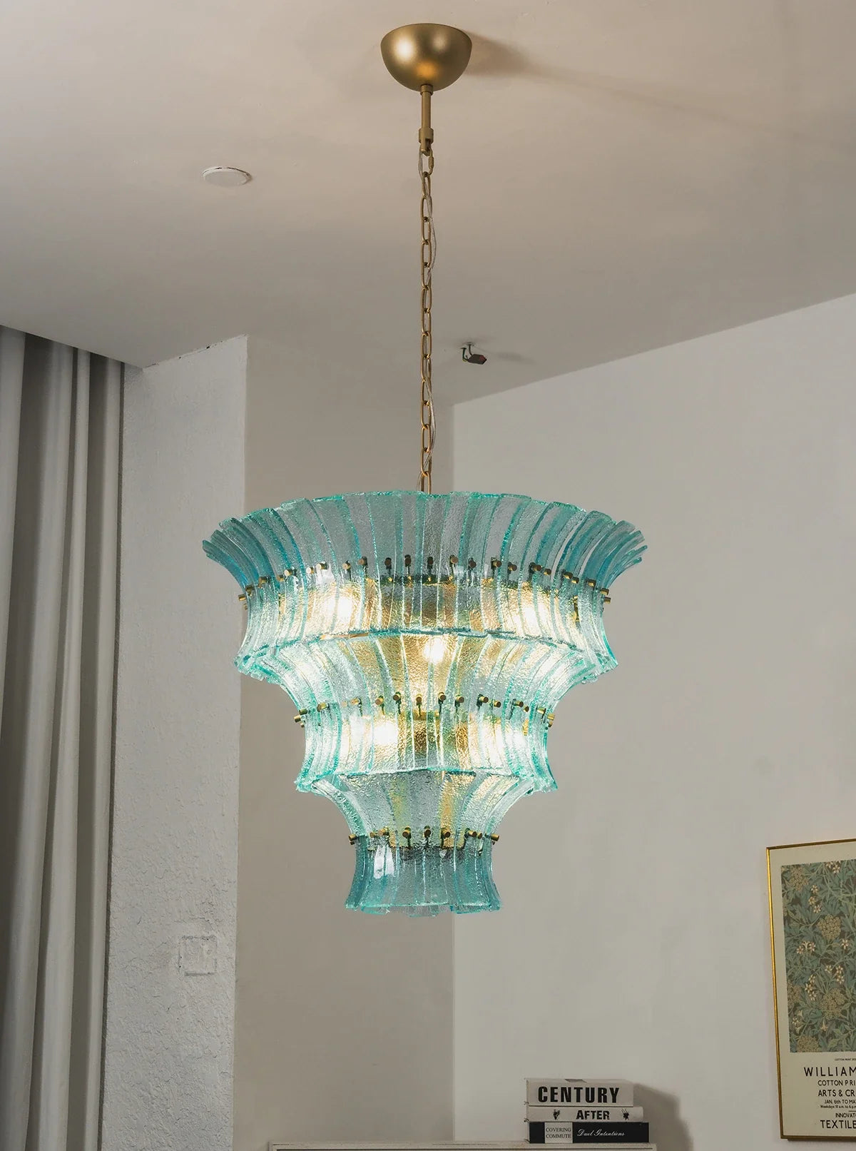 Aquamarine Calyra Tiered Glass Chandelier