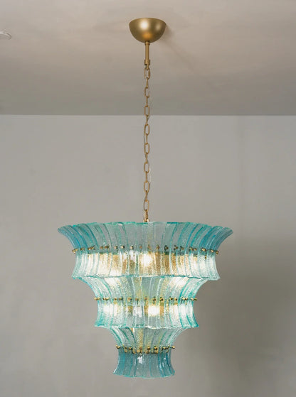 Aquamarine Calyra Tiered Glass Chandelier