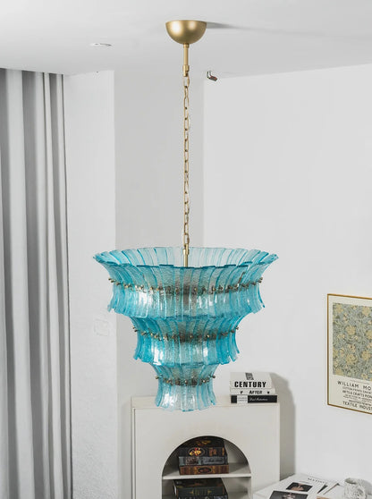 Aquamarine Calyra Tiered Glass Chandelier