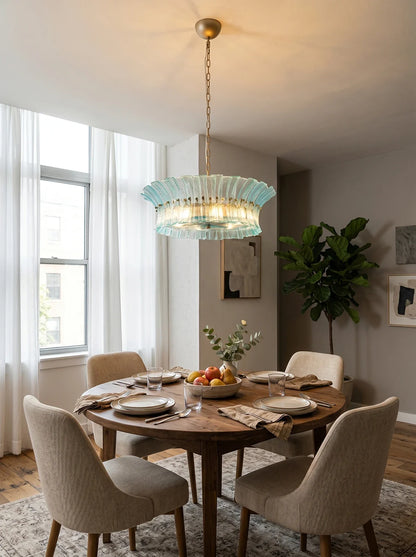 Aquamarine Calyra Tiered Glass Chandelier