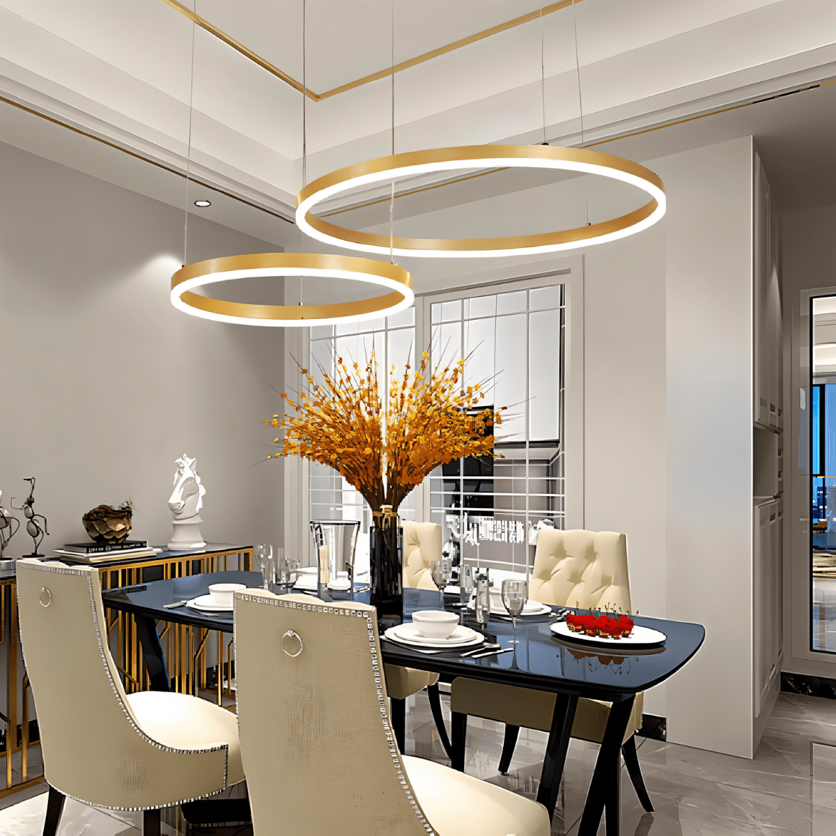 Elegant Aryana Chandelier by Residence Supply featuring intricate metalwork and multiple hanging glass accents.
