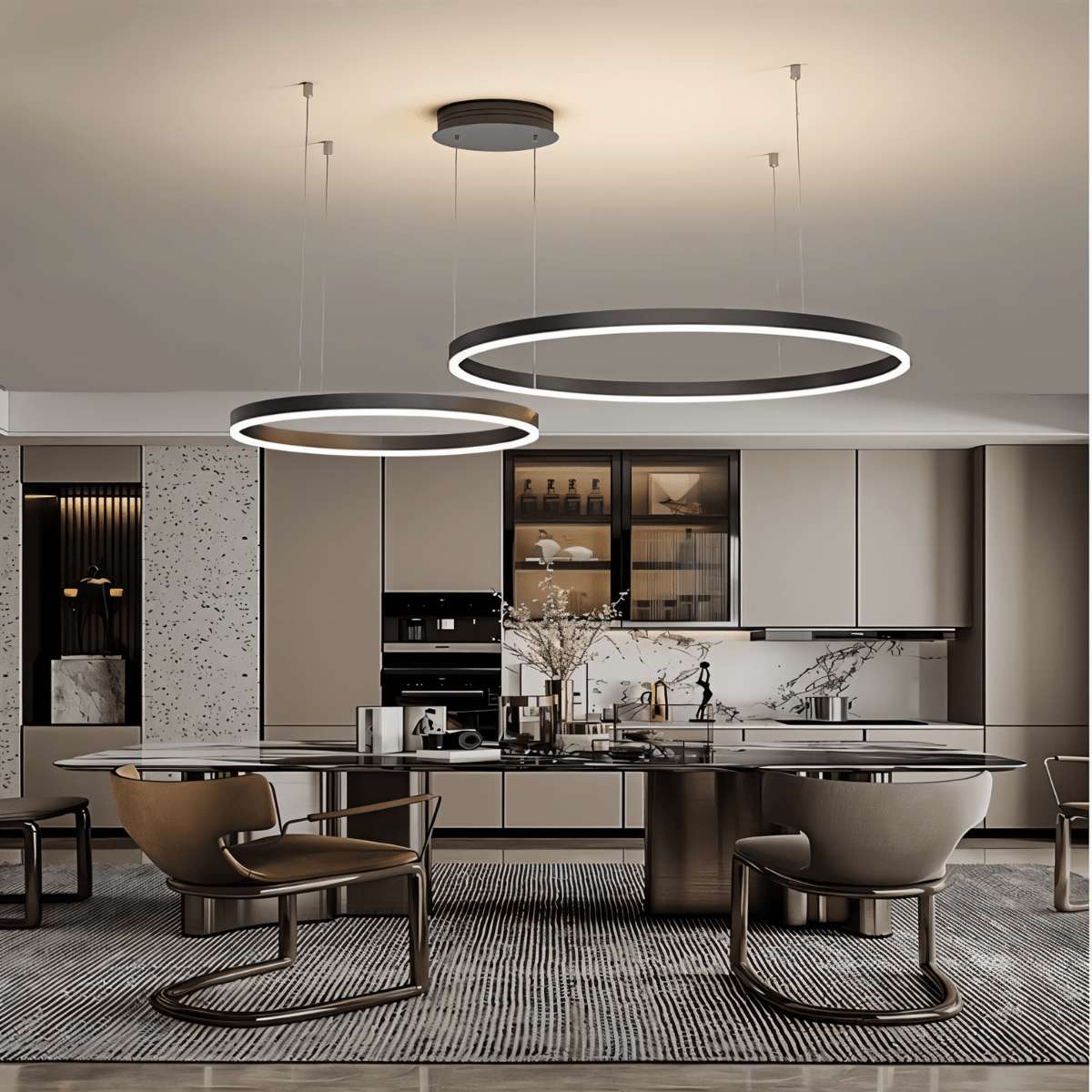 Elegant Aryana Chandelier by Residence Supply featuring intricate metalwork and multiple hanging glass accents.