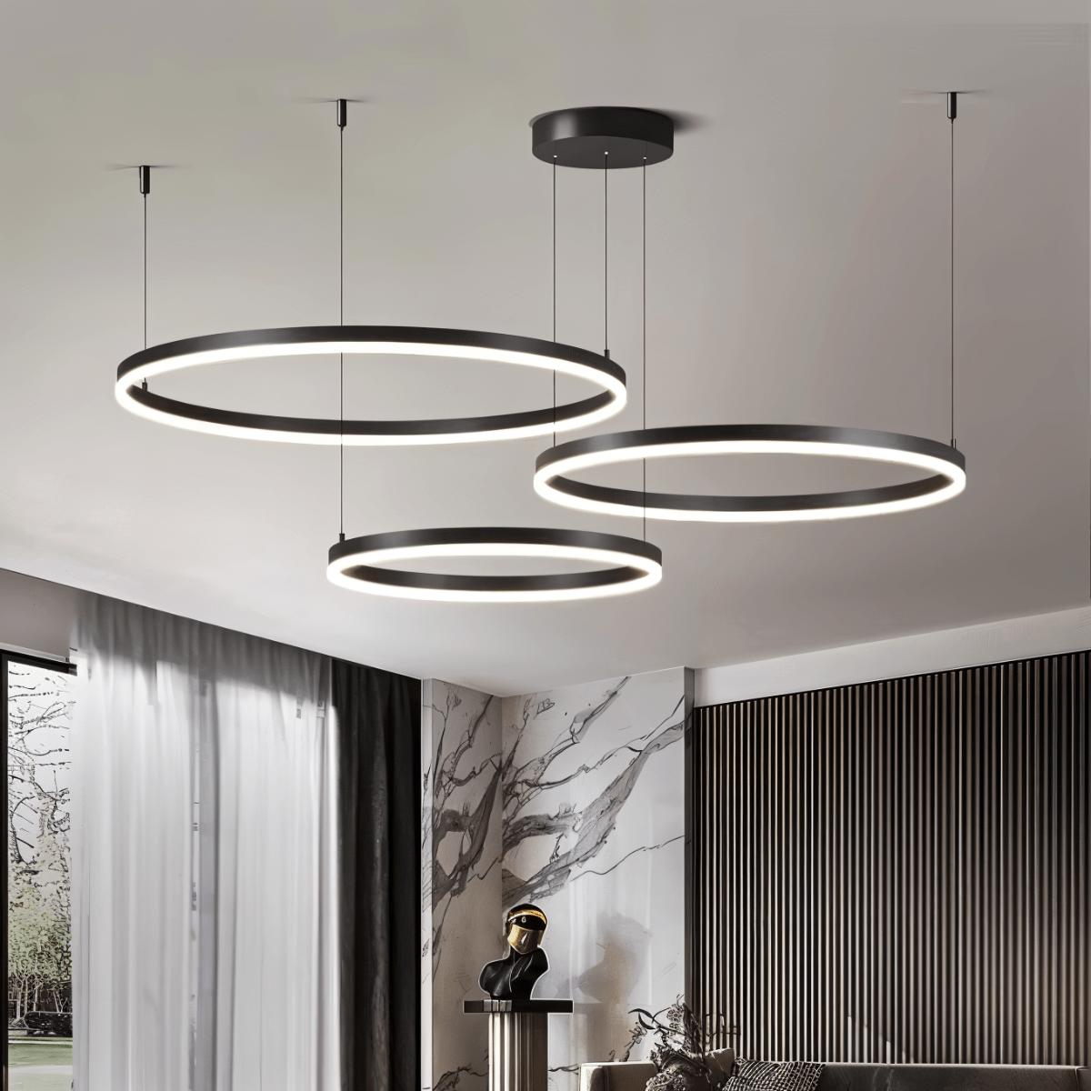 Elegant Aryana Chandelier by Residence Supply featuring multiple hanging glass orbs and a sleek metal frame.