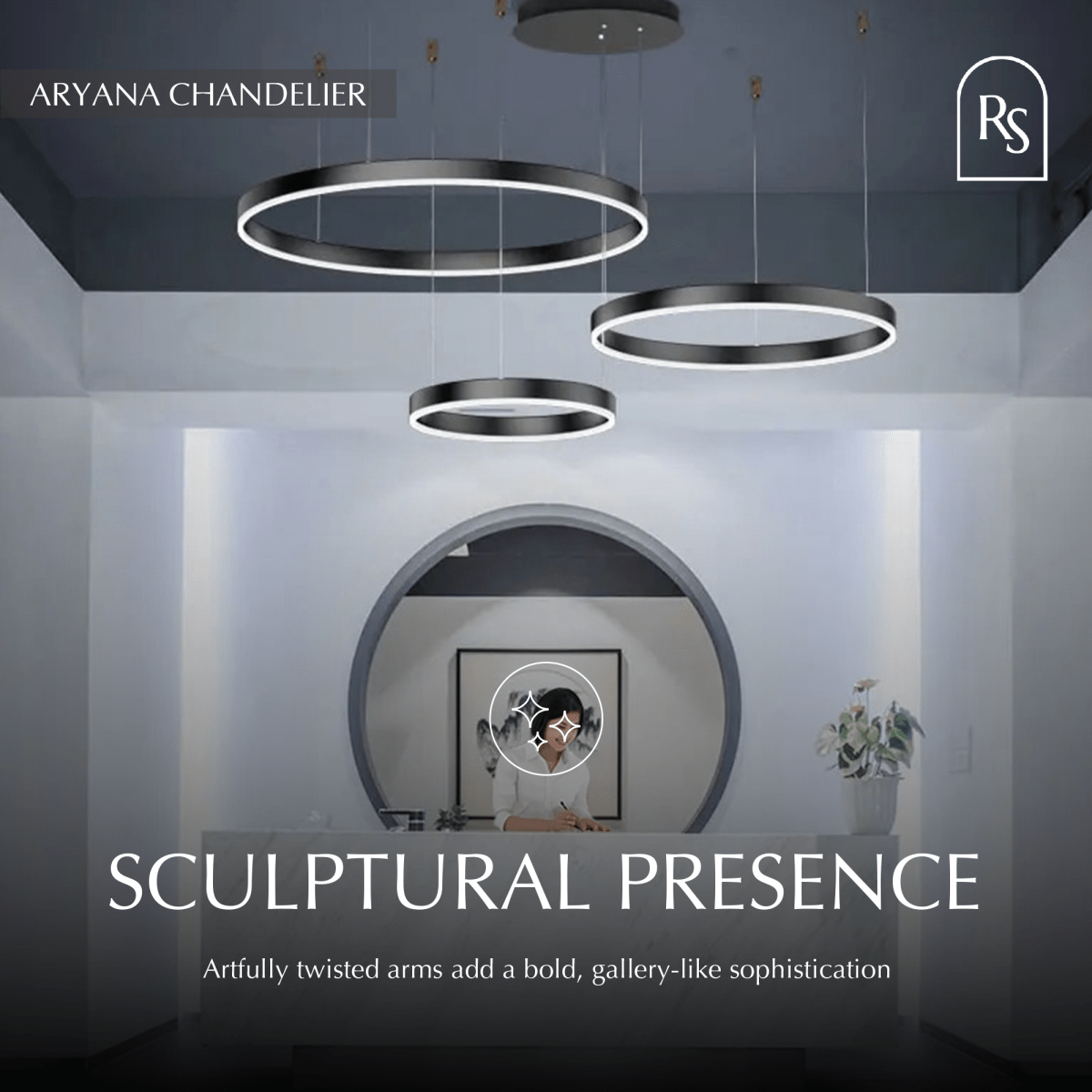 Elegant Aryana Chandelier by Residence Supply featuring multiple crystal drops and a polished metal frame.