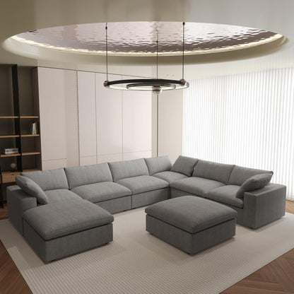 Nuvé® Solace Modular Bouclé Cloud Sofa - Space Grey - 7-Seater Corner Chaise - Nuvé