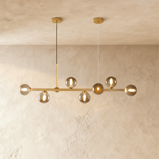 Astronex Linear Chandelier by Residence Supply featuring sleek metal frame and multiple LED light bars for modern lighting.