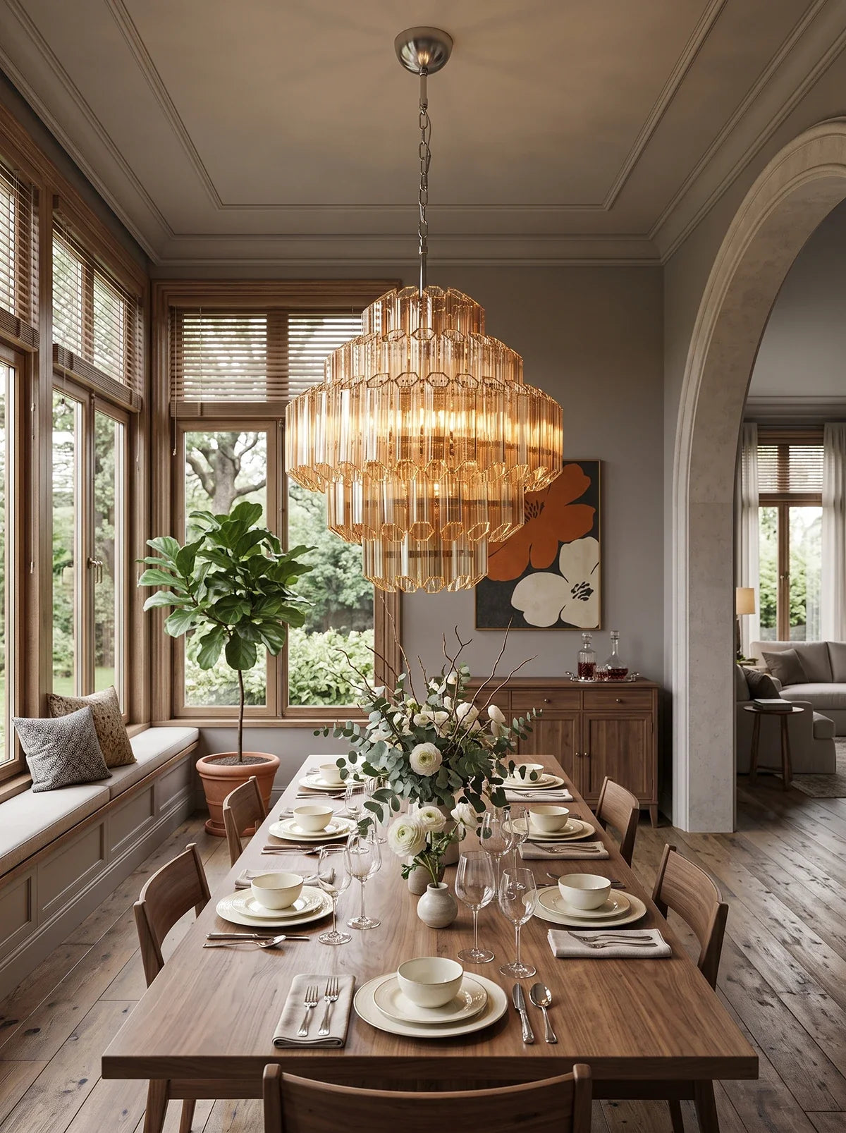 Aurelie Amber Prism Tiered Chandelier