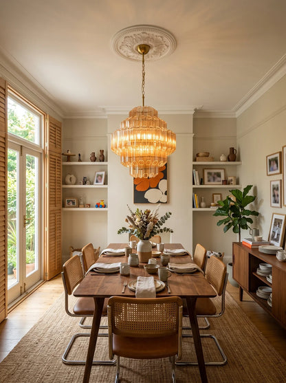 Aurelie Amber Prism Tiered Chandelier