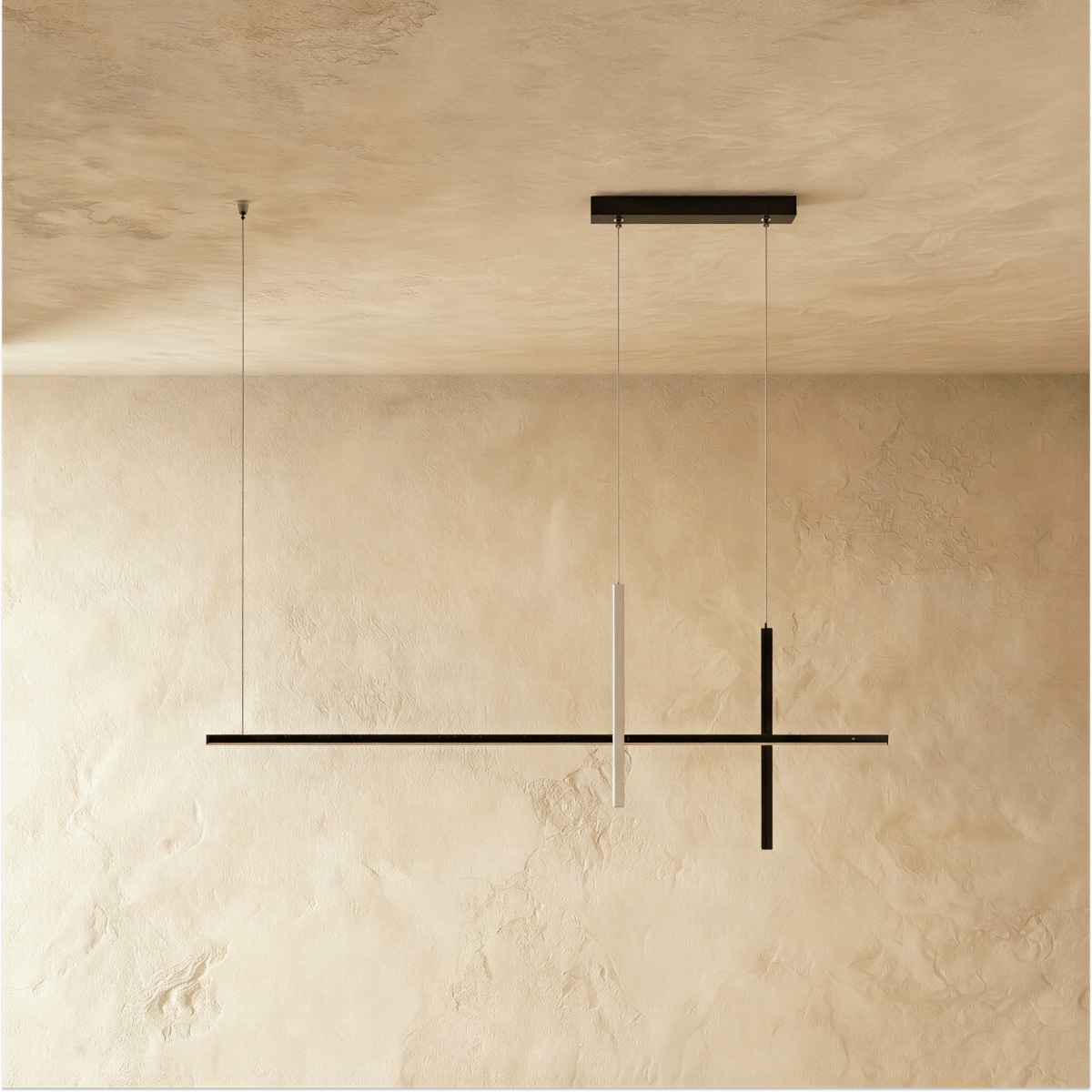 Avery Pendant Light by Residence Supply hanging from ceiling with a sleek, modern design and clear glass shade.