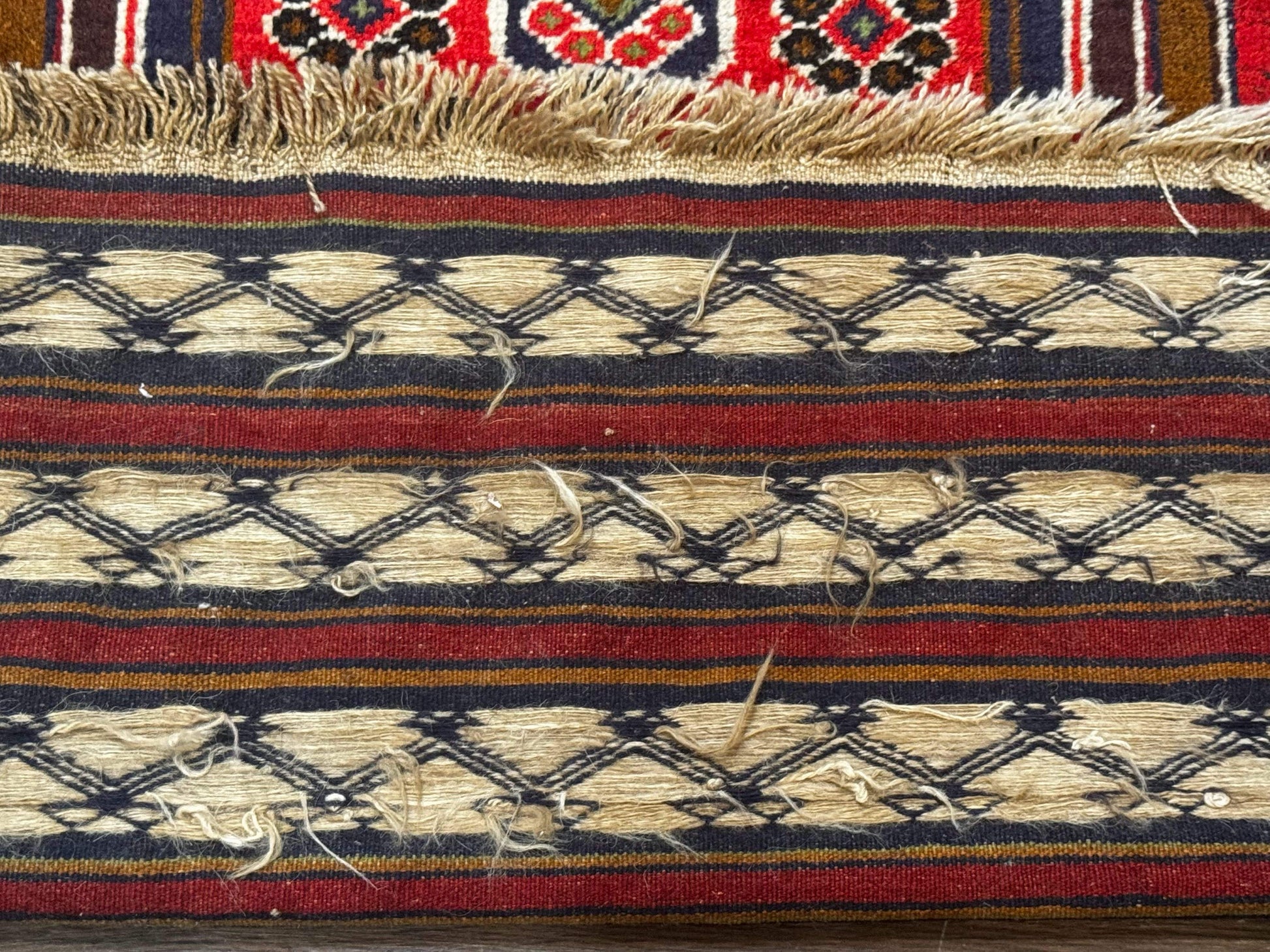 Afghan Rug 3x5, Tribal, Navy Blue, Wool, Handmade, Geometric, Rustic - Nuvé