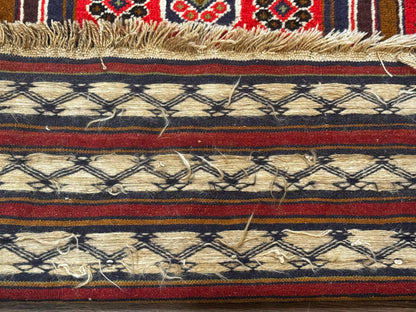 Afghan Rug 3x5, Tribal, Navy Blue, Wool, Handmade, Geometric, Rustic - Nuvé