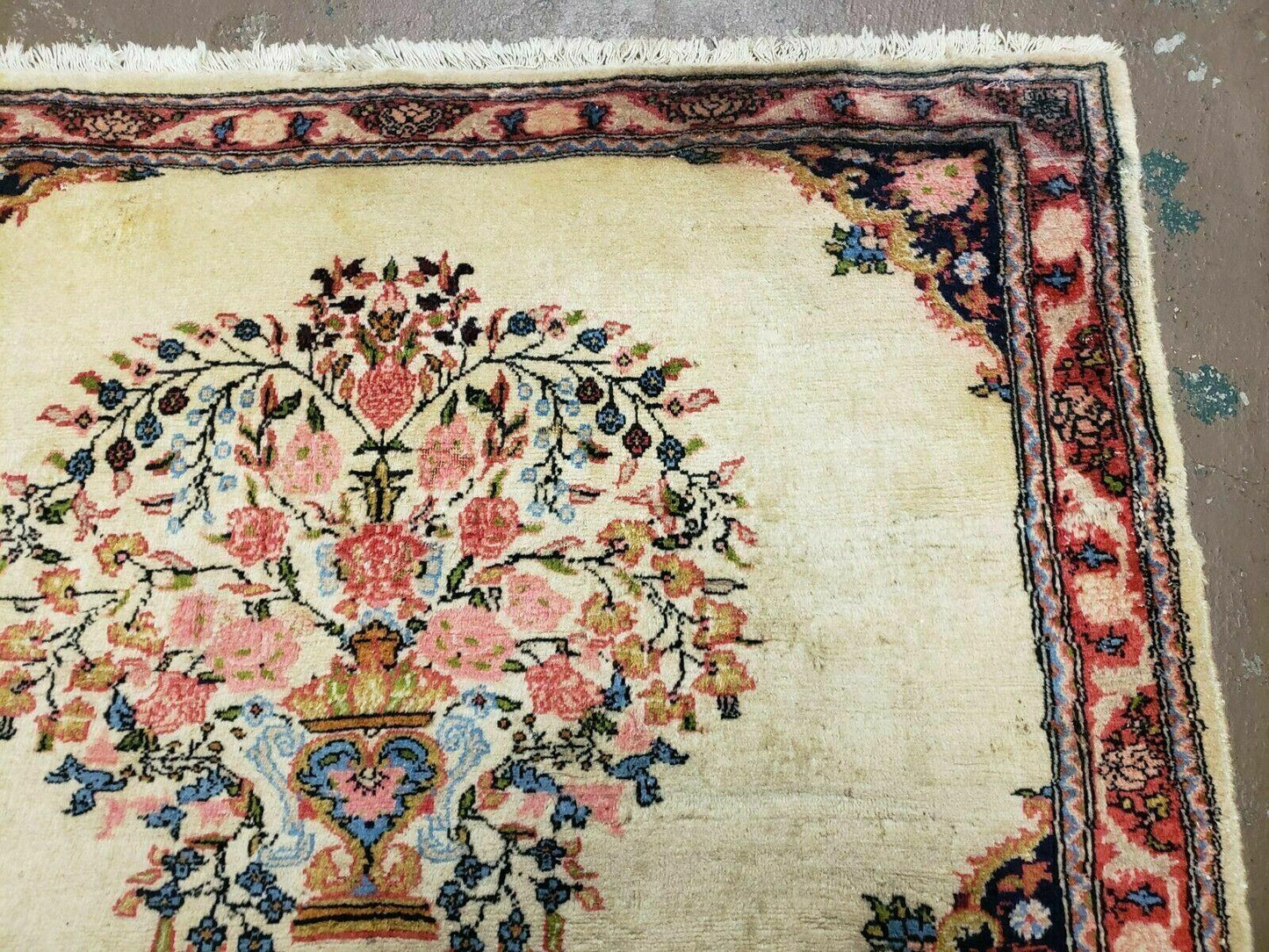 2' 7" X 3' 6" Antique Rug Hand Knotted Pictorial Wool Oriental Flowers - Nuvé
