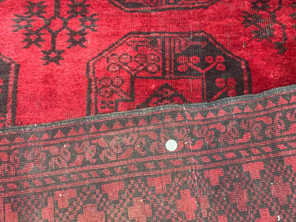 Afghan Turkoman Rug 9x10, Red Beshir Carpet, Tribal, Wool, Antique - Nuvé