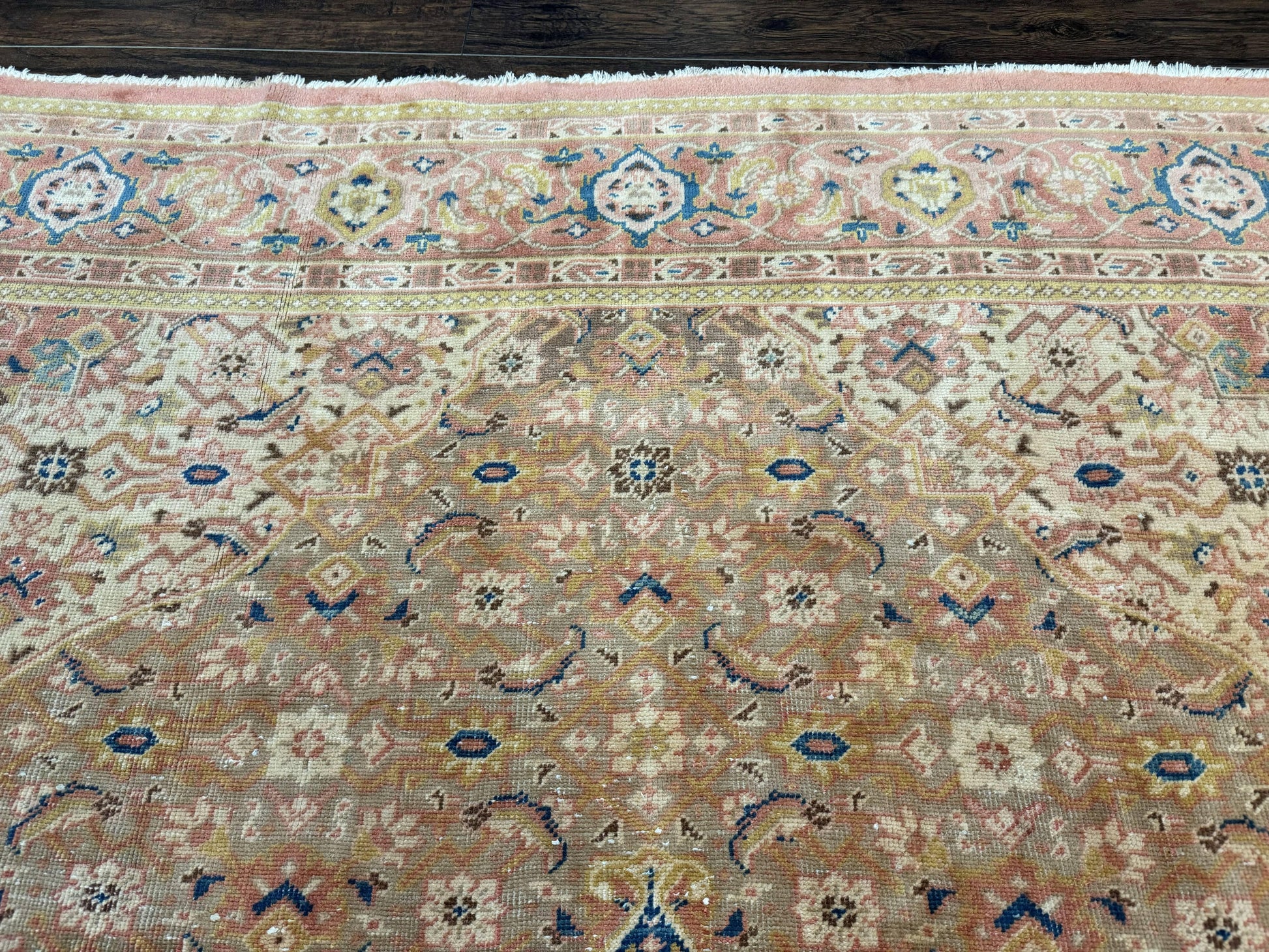 Antique Persian Tabriz Khoy Rug 8x10, Handmade Wool Carpet, Light Green Beige, Vintage Rug for Modern Home - Nuvé