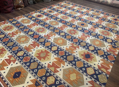 Turkish Kilim Rug 8x11, Handmade, Wool, Nourison Rug - Nuvé