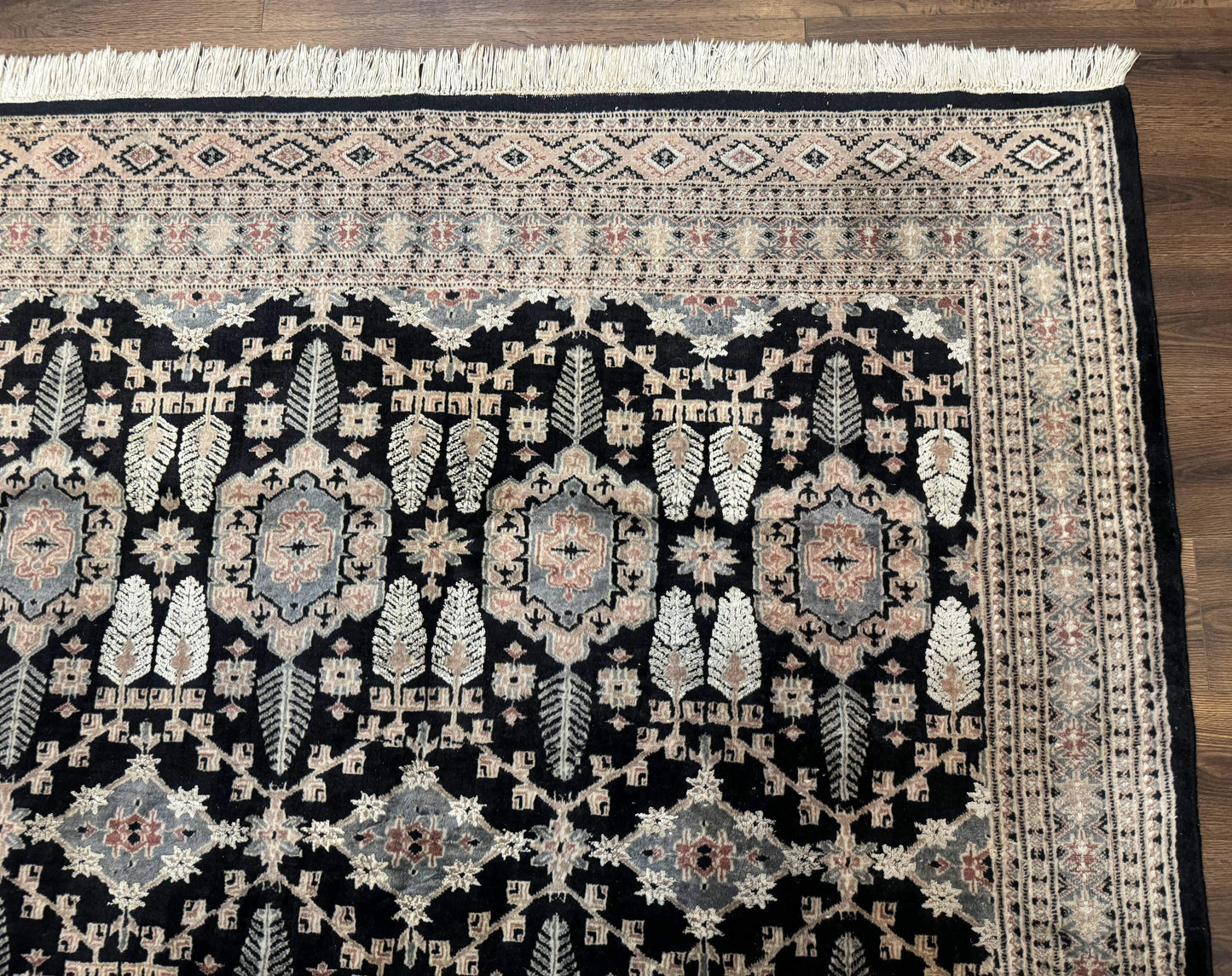 Turkoman Bokhara Rug 6x9, Pakistani Carpet, Black, Hand Knotted - Nuvé