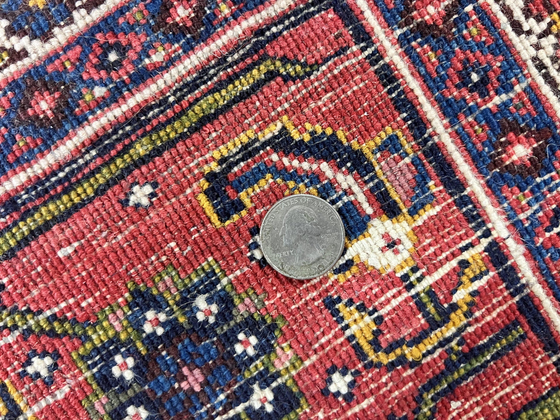 Persian Bidjar Rug 8x11, Floral Bouquets, Blue Black Red Pink, Handmade Hand Knotted Vintage Semi Antique Oriental Carpet - Nuvé