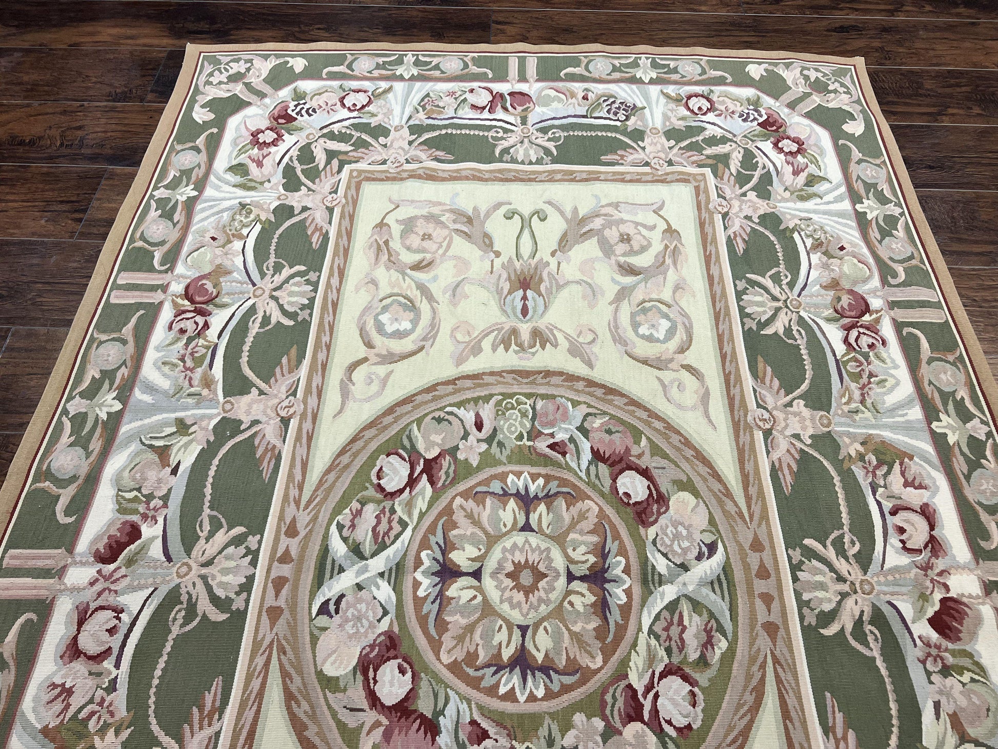 Aubusson Rug 5x8, Wool Handmade Vintage Carpet, Angel Motifs, Flatweave Rug 5 x 8, Medium Sized, European Design - Nuvé