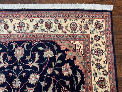 Navy Blue Pak Persian Rug 6x10, Floral Medallion, Traditional Persian Area Rug, Fine 240 KPSI - Nuvé