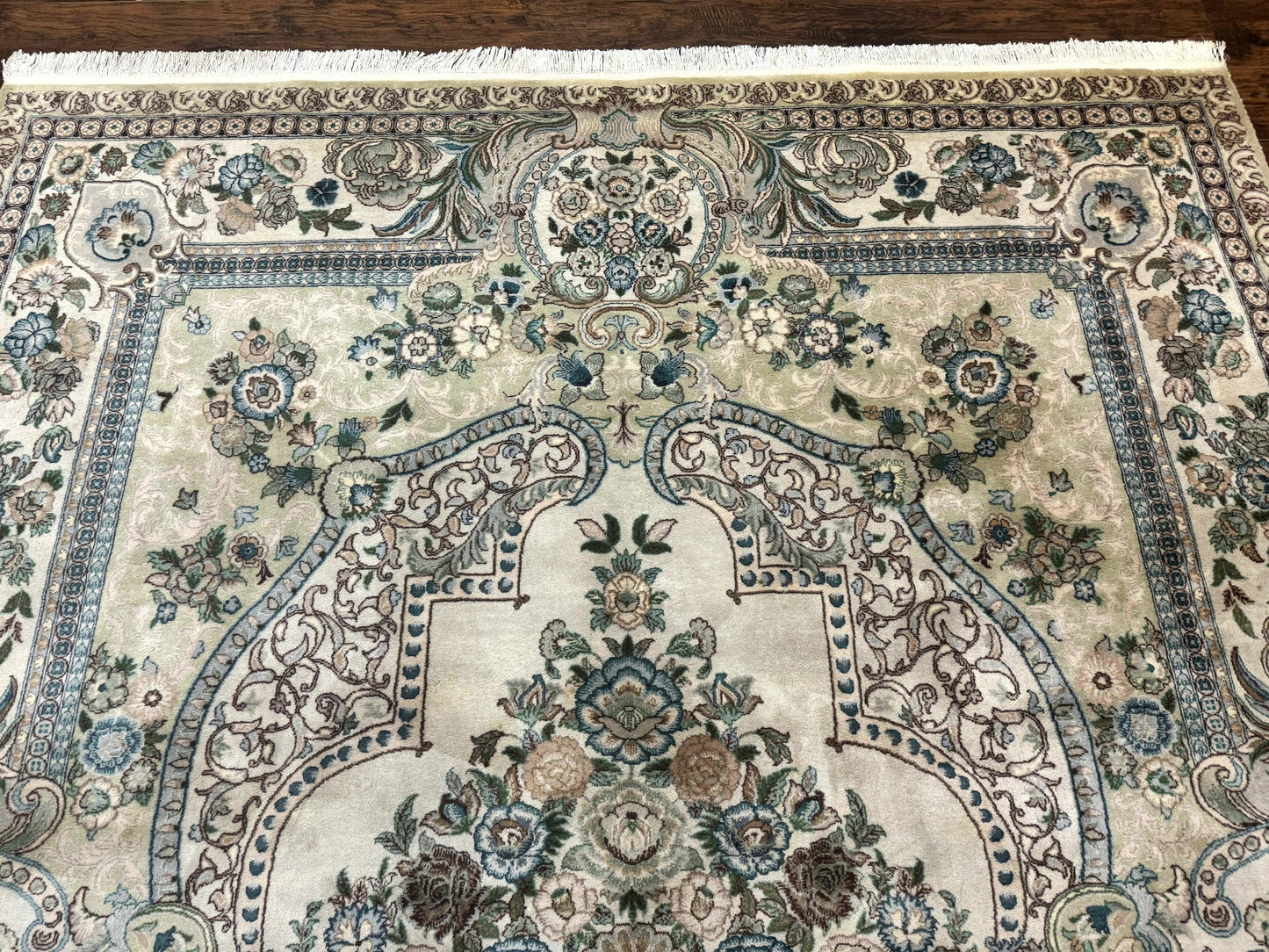 Pak Persian Rug 8 x 10.6, Elegant Oriental Carpet, Floral Medallion, Vintage Handmade Wool Rug, FIne 240 KPSI - Nuvé