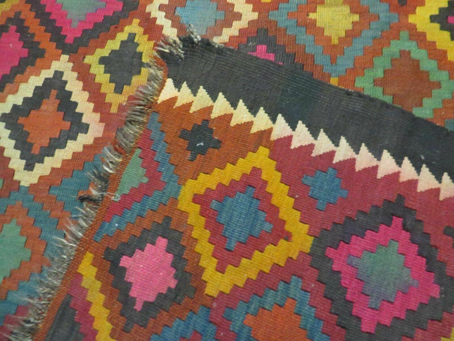 7' X10' Antique Afghan Kilim Handmade Flat Weave Wool Rug Vegy Organic Colorful - Nuvé