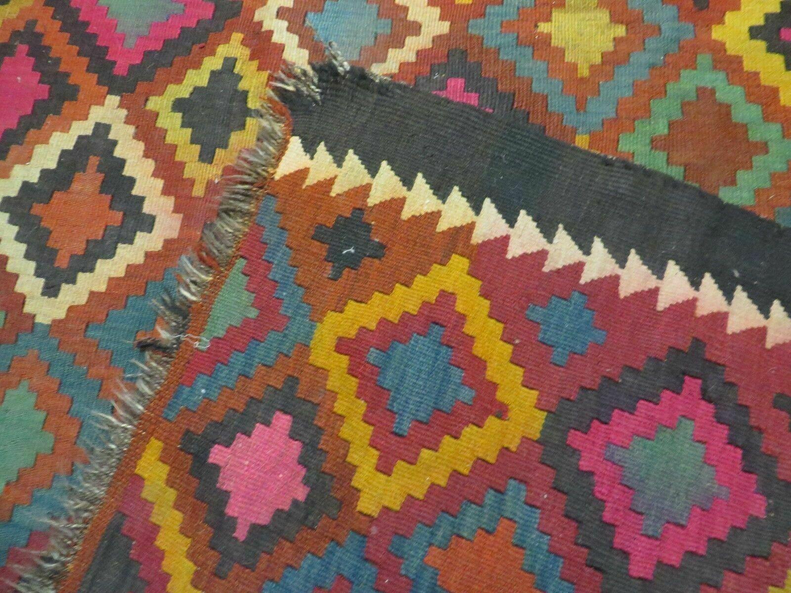 7' X10' Antique Afghan Kilim Handmade Flat Weave Wool Rug Vegy Organic Colorful - Nuvé
