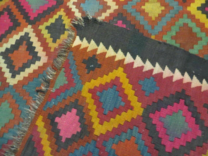 7' X10' Antique Afghan Kilim Handmade Flat Weave Wool Rug Vegy Organic Colorful - Nuvé