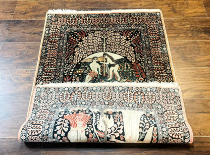 Stunning Sino Persian Pictorial Rug 2.7 x 4, Garden of Eden Adam & Eve Tree of Life Design, Extremely Fine 580 KPSI, Masterpiece - Nuvé