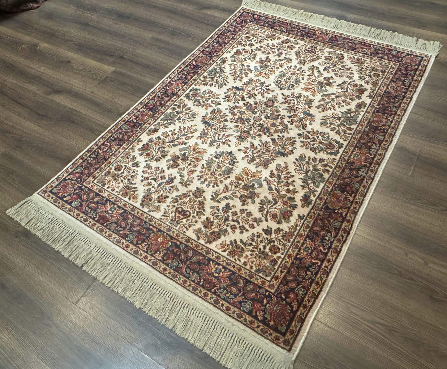 4x6 Karastan Rug Ivory Sarouk #760, Wool Vintage Original 700 Series - Nuvé