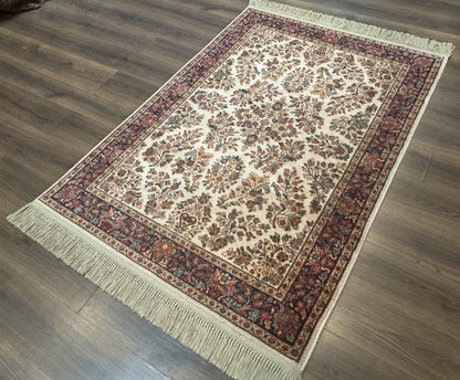 4x6 Karastan Rug Ivory Sarouk #760, Wool Vintage Original 700 Series - Nuvé