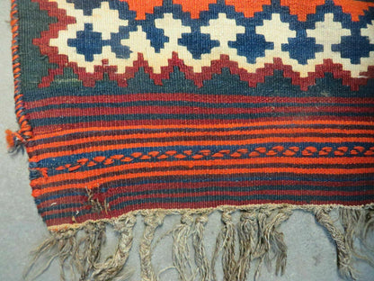 5' X 10' Antique Turkish Kilim Handmade Flat Weave Wool Rug Red Colorful Veg Dye Bohemian Boho Chic Tribal Style And Design - Nuvé