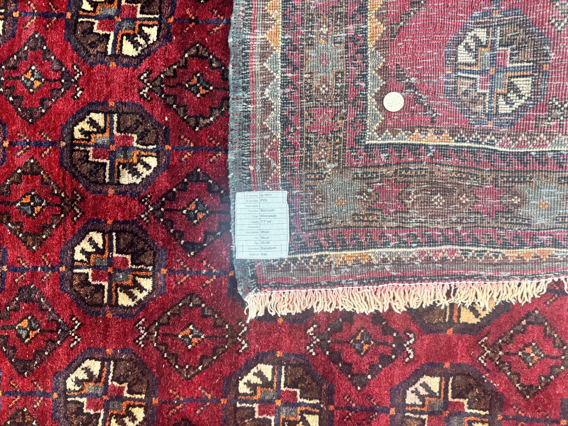 Persian Turkoman Tribal Rug 4x8, Handmade Vintage Wool Carpet, Red, Bohemian Rug - Nuvé