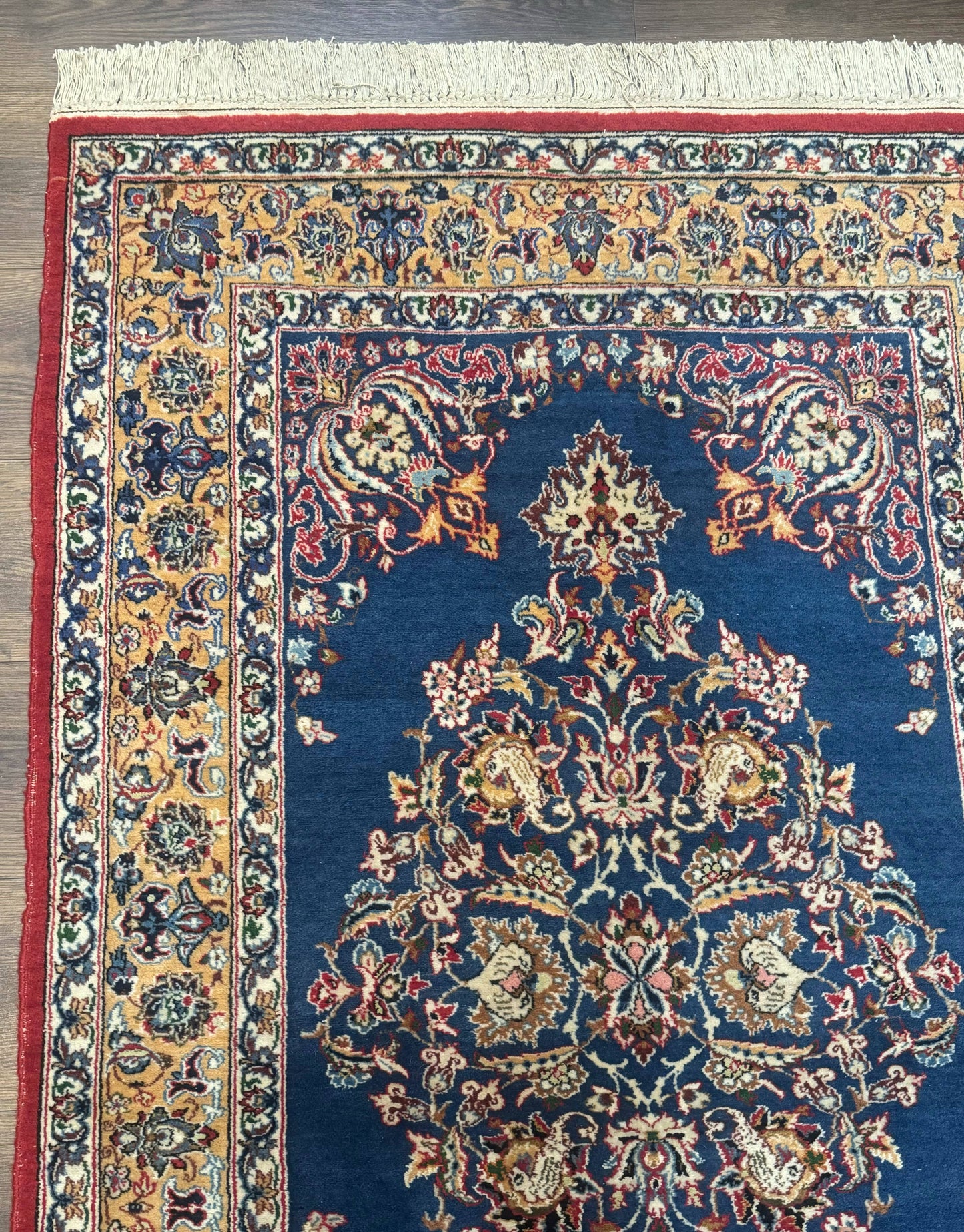Blue Persian Qum Rug 3.6 x 5, Floral Medallion, Fine 310 KPSI - Nuvé