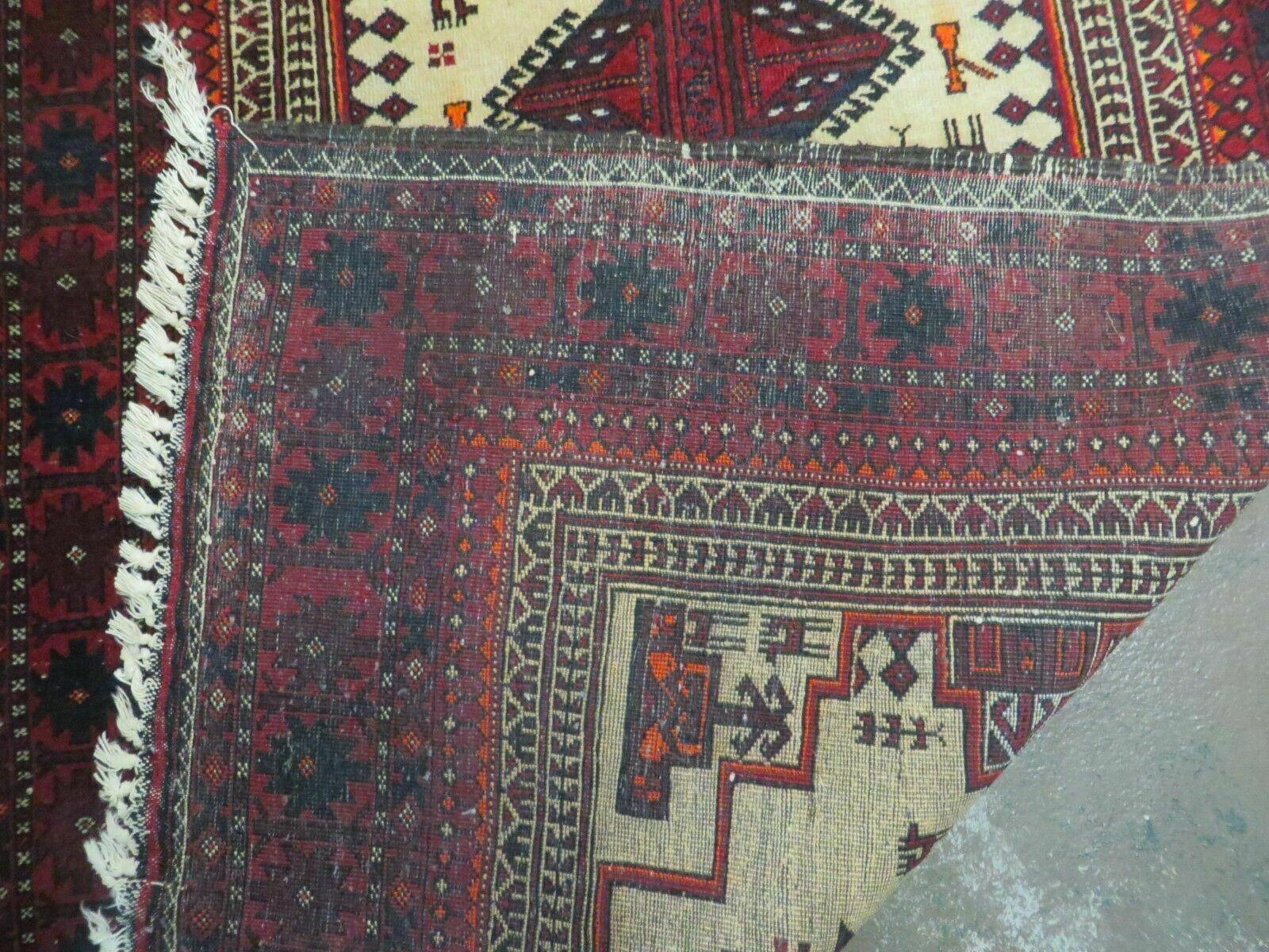 4' X 7' Vintage Handmade Pakistan Turkoman Bokhara Balouch Woven Wool Rug Nice - Nuvé