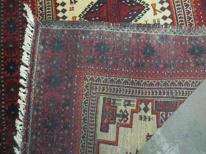 4' X 7' Vintage Handmade Pakistan Turkoman Bokhara Balouch Woven Wool Rug Nice - Nuvé