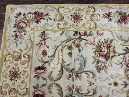 Aubusson Rug 8x10, French European Design, Vintage Handmade Wool Carpet, Aubusson Rug with Pile, Floral - Nuvé