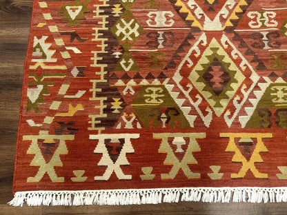 Turkish Kilim Rug 8x10, Geometric Design, Large Kilim Carpet - Nuvé