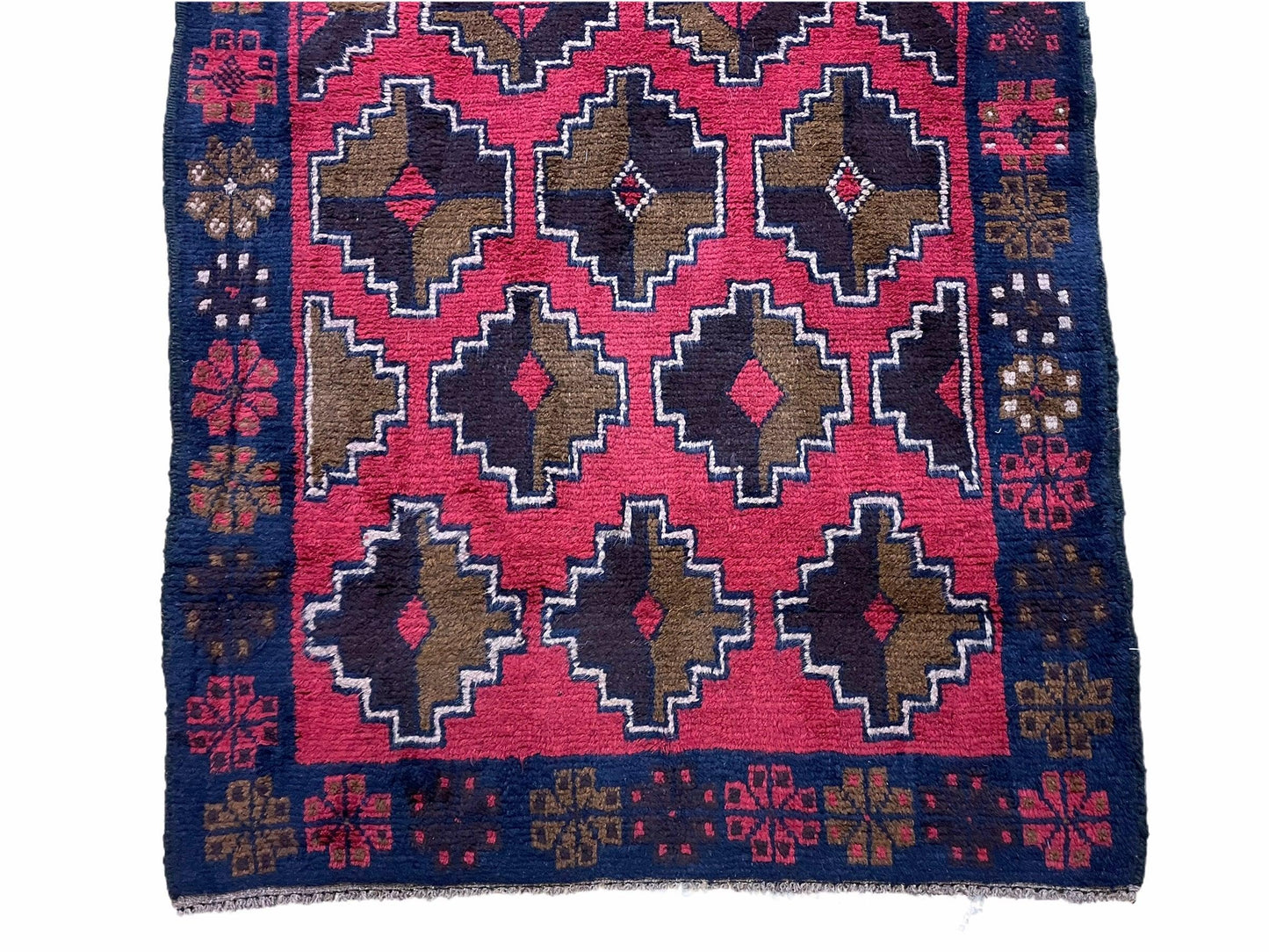 3' X 4' 7" Vintage Handmade Tribal Wool Rug Balouchi Rug Afghan Rug Red Brown - Nuvé