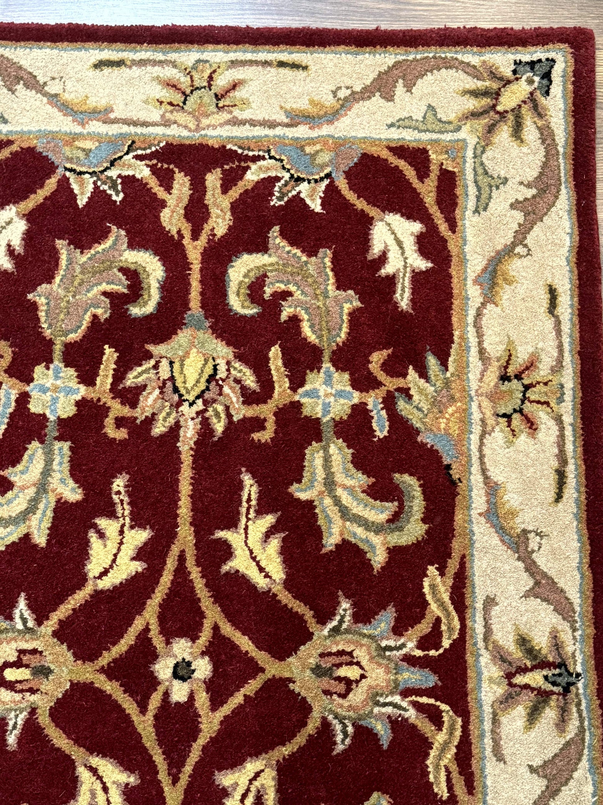 Small Floral Wool Rug 3x5, Safavieh Heritage Collection, Dark Red, Pair A - Nuvé