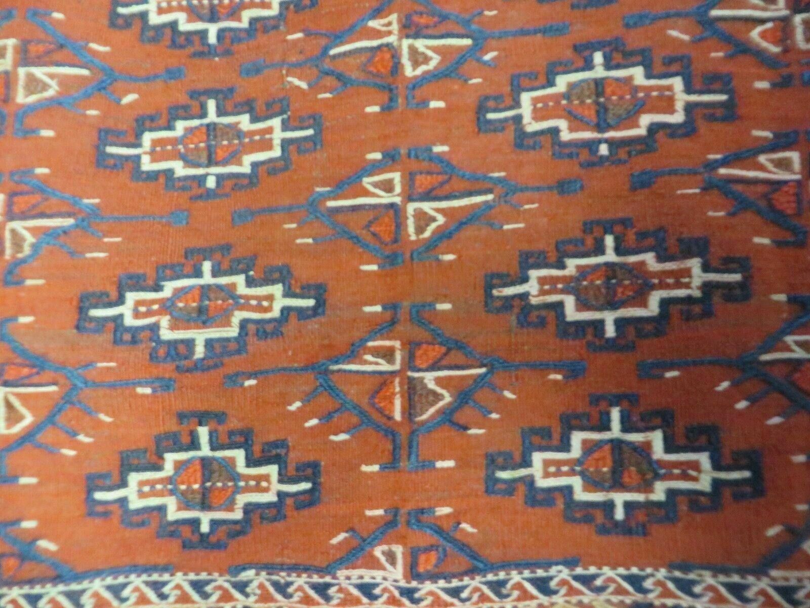 2'8" X 4' Antique Handmade Tribal Wool Rug Pillow Case Yamud Flat Weave Diamond - Nuvé