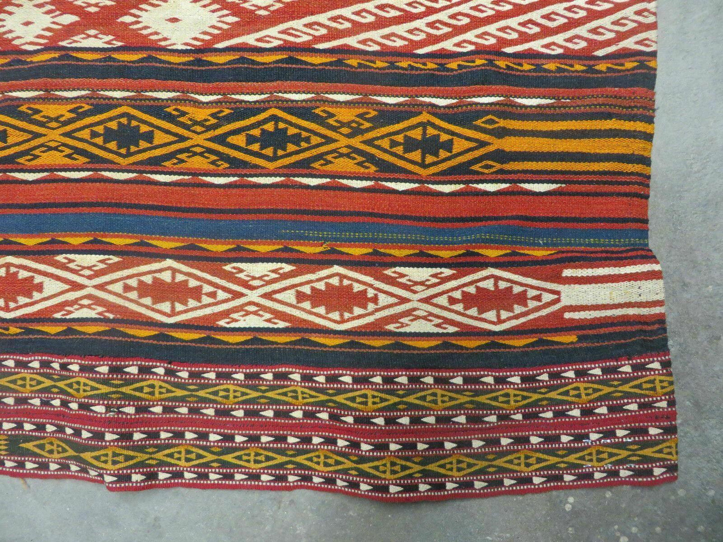 6' X 10' Antique 1930 Turkish Jajim Kilim Handmade Flat Weave Wool Rug Veg Dye - Nuvé