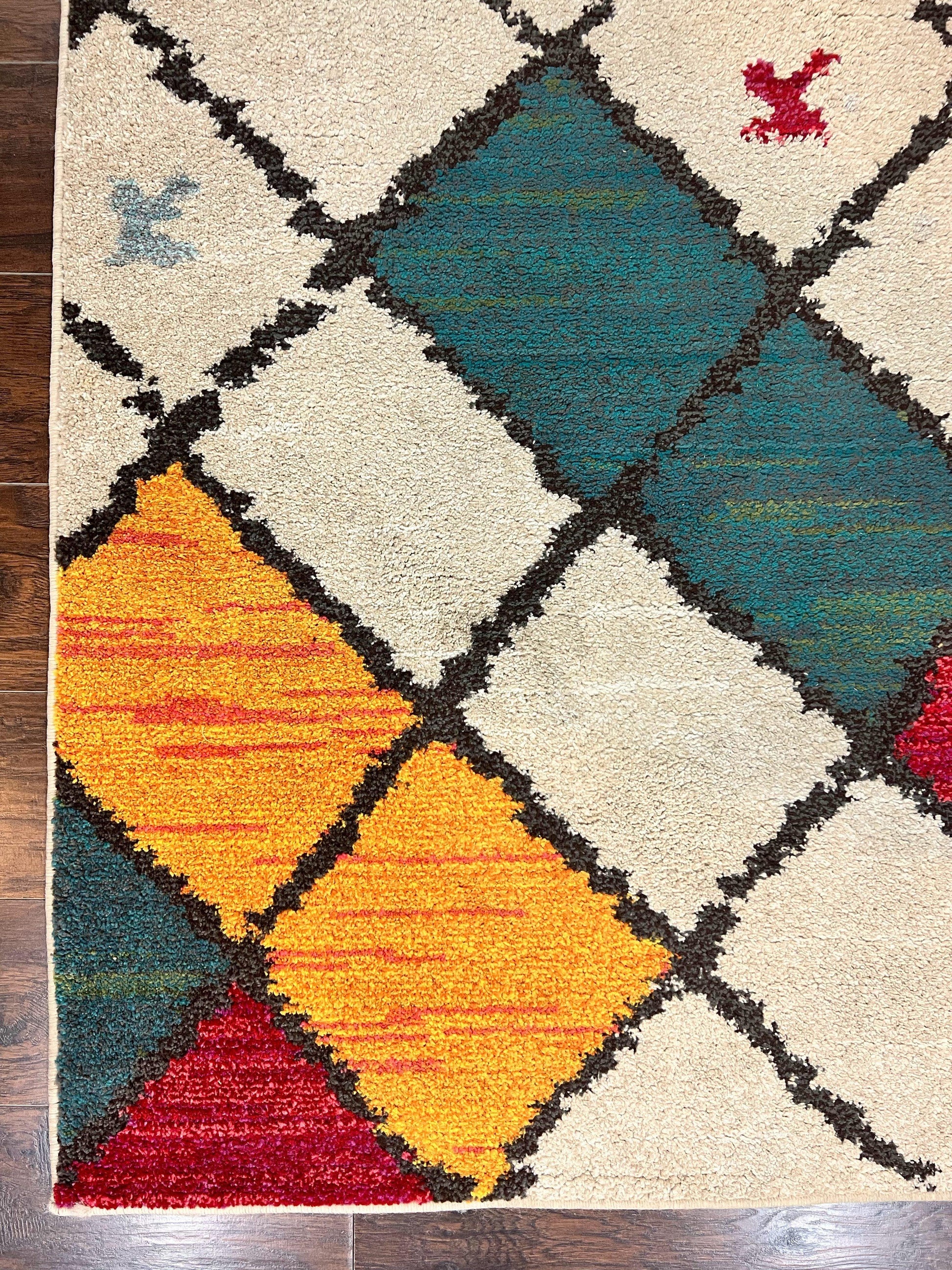 Panel Design Rug 5 x 7.6, Ivory/Beige & Multicolor - Nuvé
