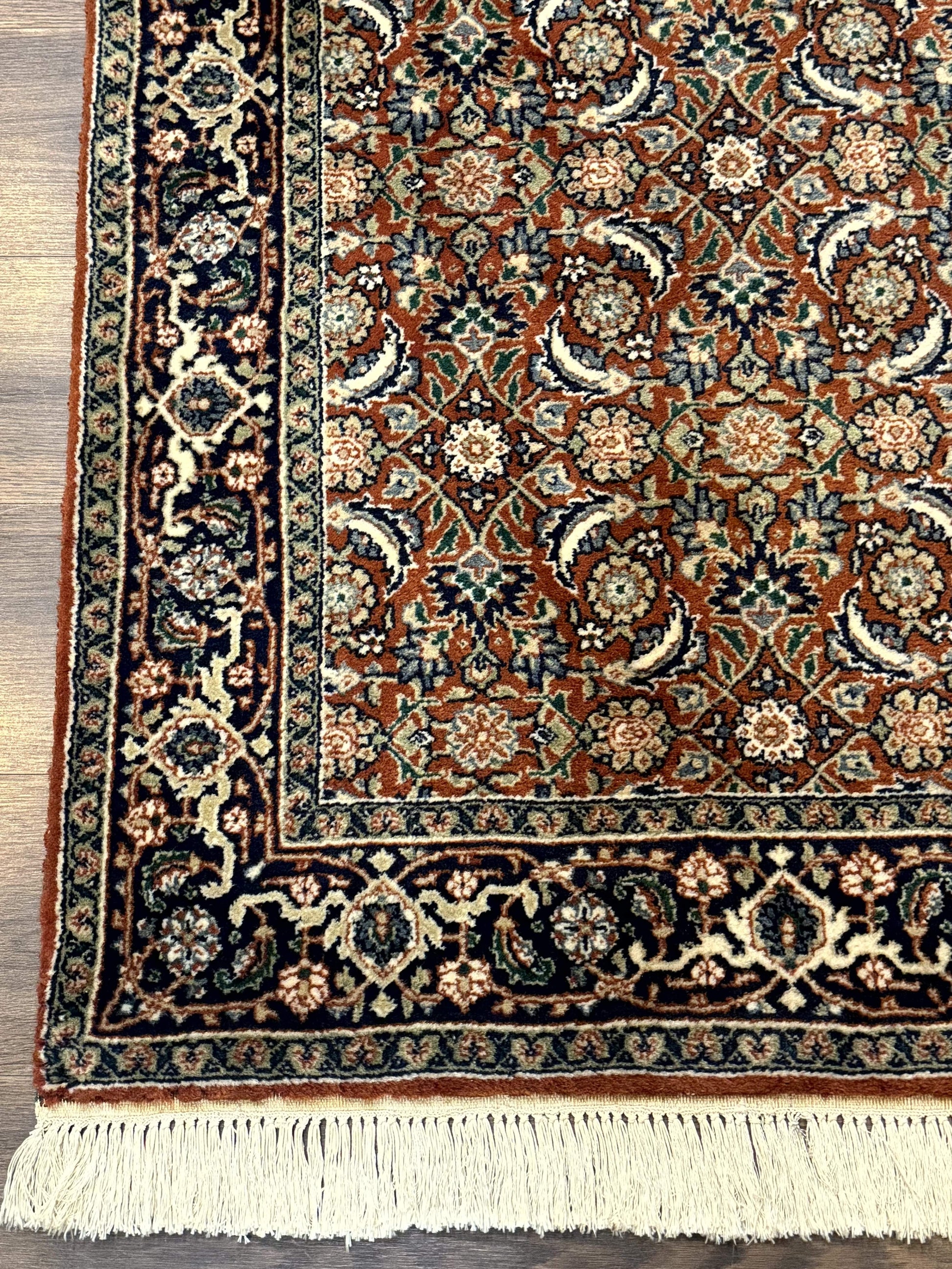 Indo Persian Bijar Rug 3x5, Red and Navy Blue, Allover Pattern, Fine Hand Knotted Wool Carpet - Nuvé