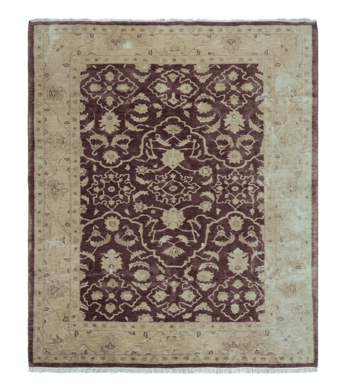 7' X 10' Vintage Fine Handmade Pakistan Peshawar Chobi Floral Wool Rug Vegy Dye