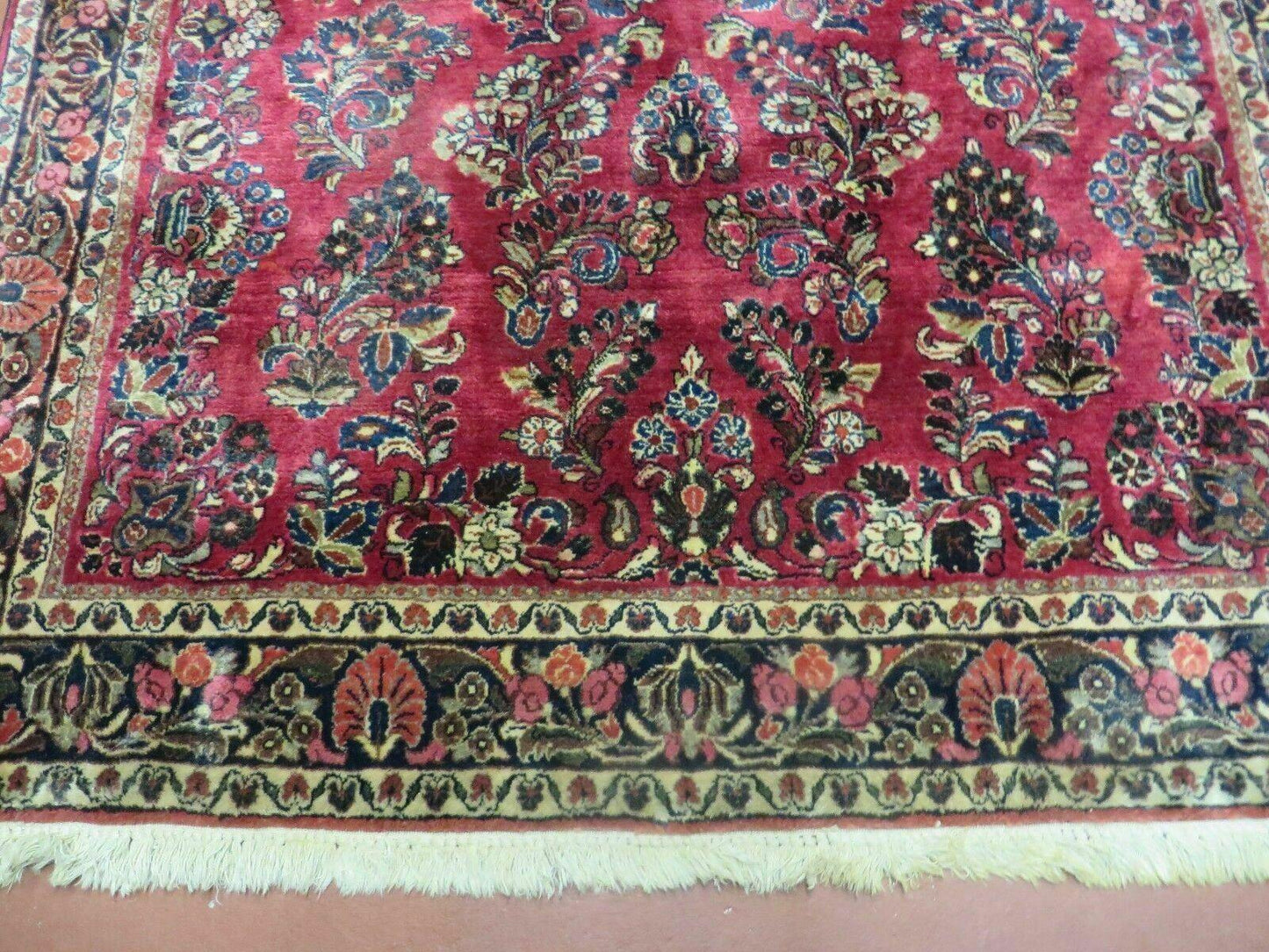 Persian Sarouk Rug 4x6, Red, Floral, Antique - Nuvé