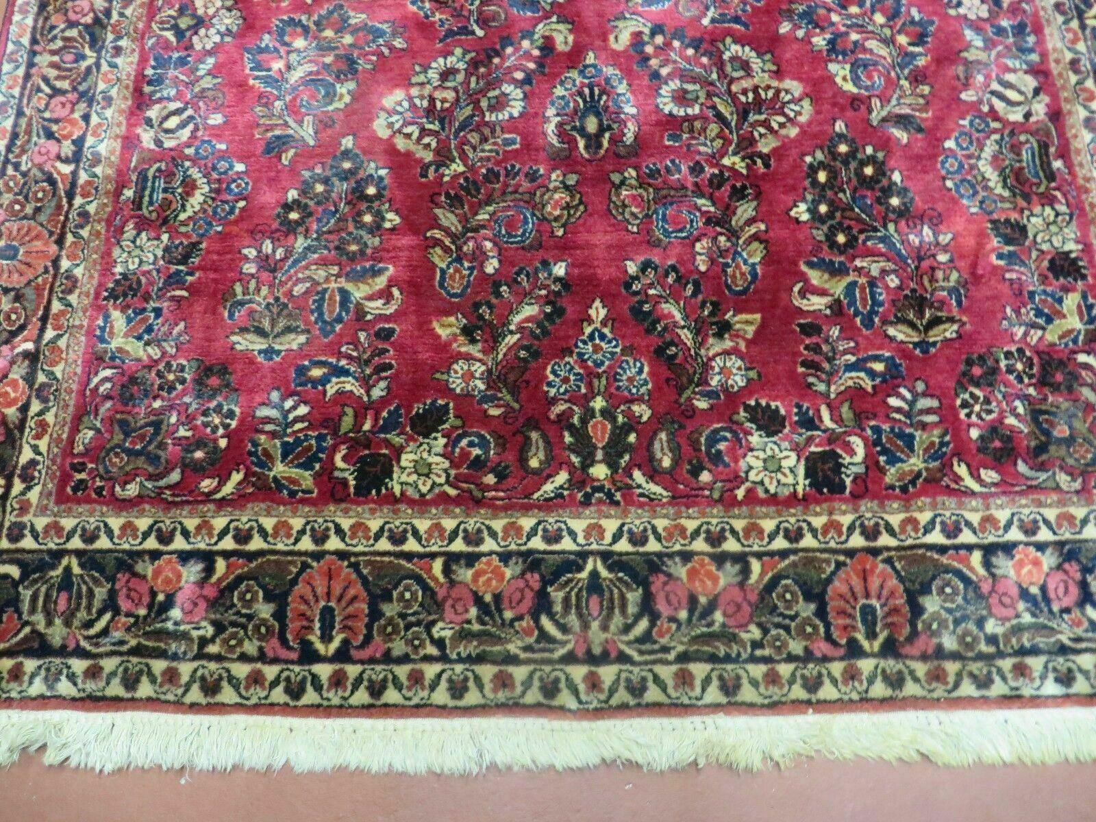 Persian Sarouk Rug 4x6, Red, Floral, Antique - Nuvé